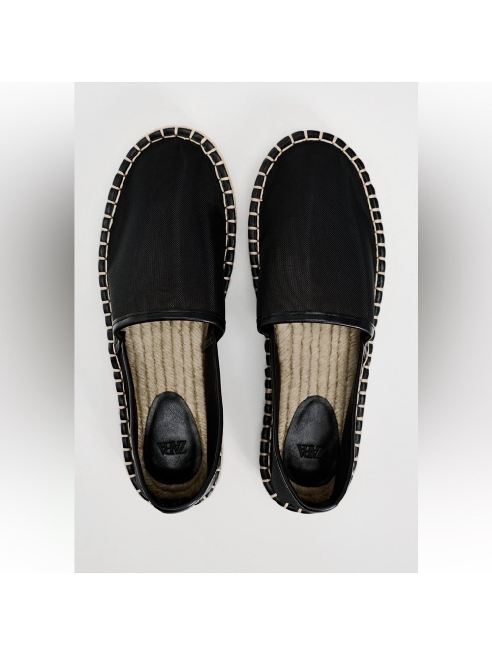 Zara Black Mesh Espadrille Slip-On Loafers - Picture 2 of 8